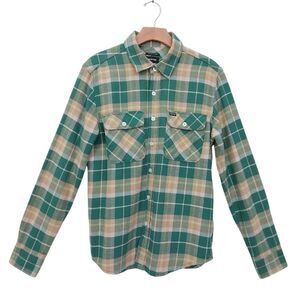 Brixton Shirt Mens Small Green Flannel Plaid Long Sleeve Standard Fit Bowery